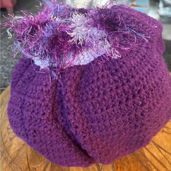 New! Handmade Crochet Round Purple Tote Bag - Picture 5 of 6